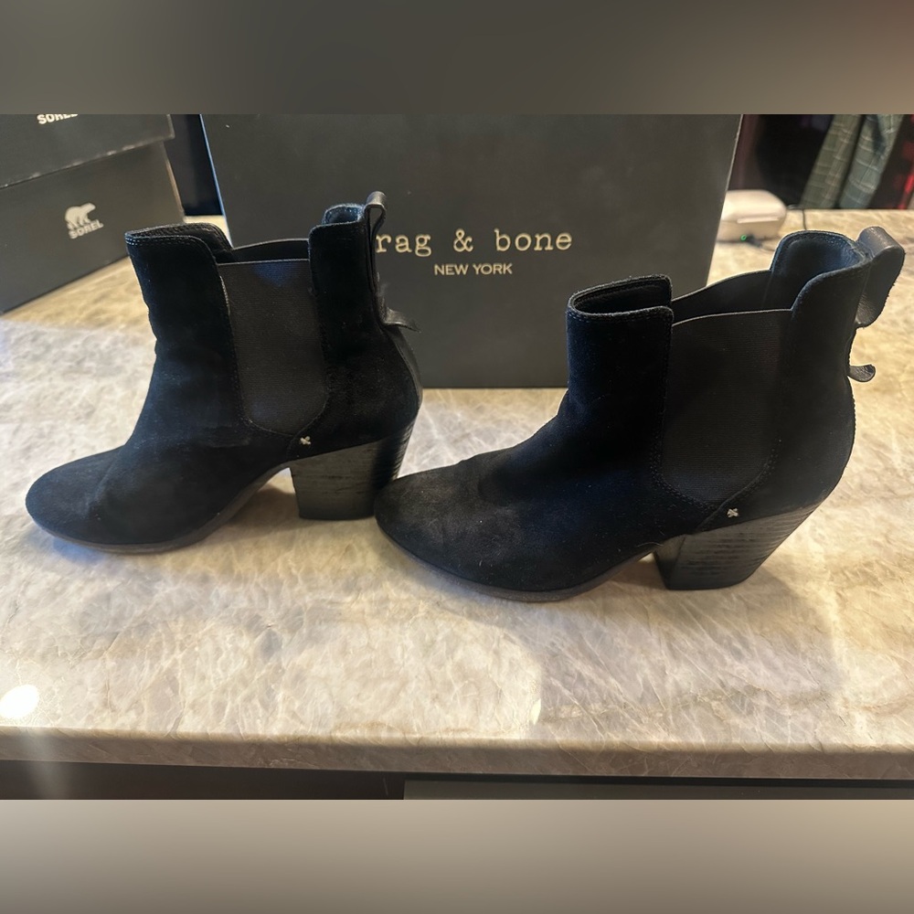 Rag & Bone Black Suede Chelsea Devon Boots